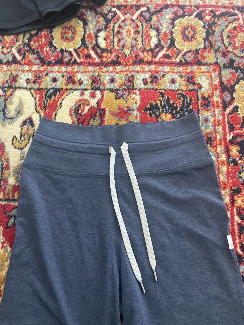 Vuori Biker Shorts with Ties in Navy Blue
